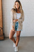 Mix Pattern Hollowed Knit Open Front Cardigan